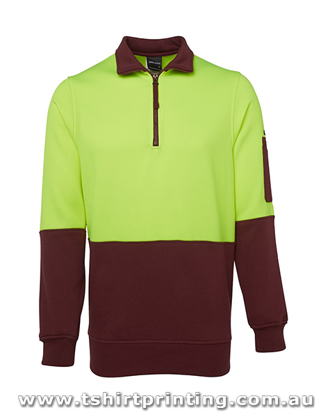 W26S Johnny Bobbin Hi Vis 1/2 Zip Fleecy Sweat